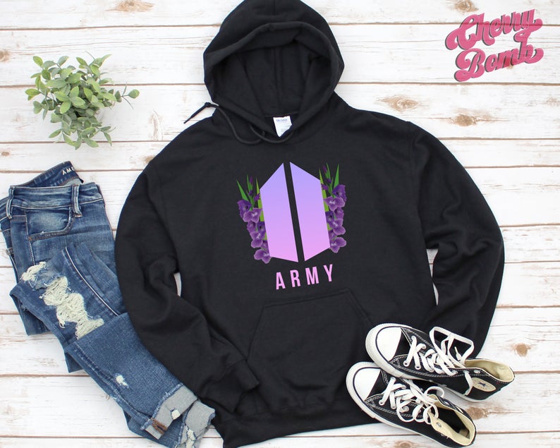 army flower hoodie