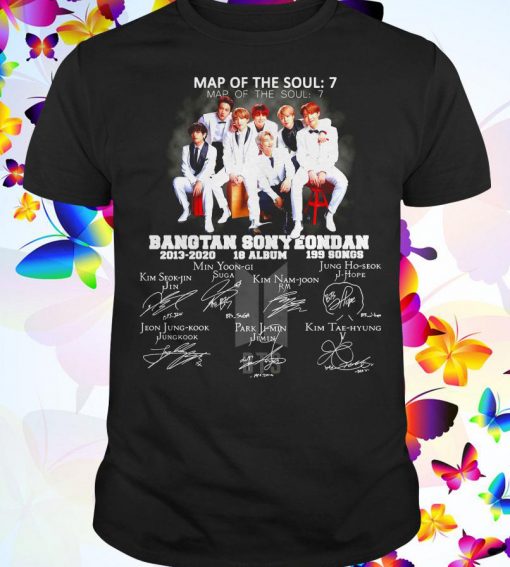 Map of the soul 7 Bangtan Sonyeondan 2013 2020 18 album 199 songs signatures shirt