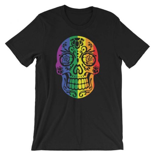 Rainbow Pride Colors Sugar Skull Shirt