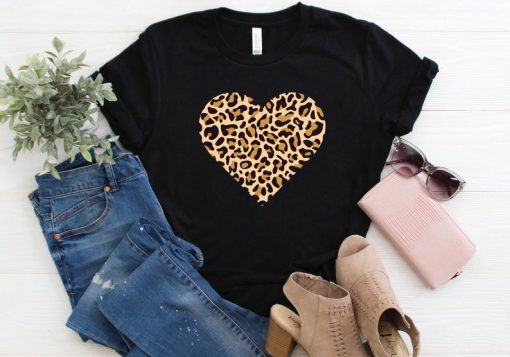 Valentines Day Leopard Heart Shirt V