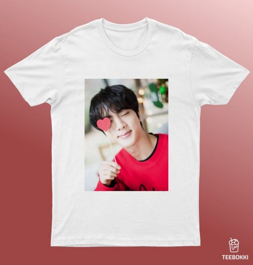 Jin Cute Heart Unisex White T-Shirt