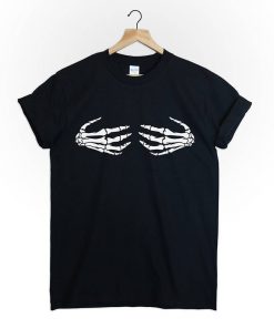 HALLOWEEN skeleton hands boobs tshirt