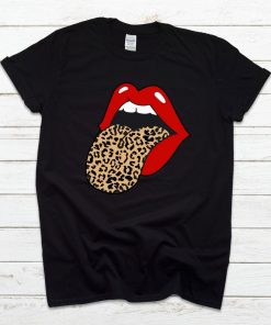 Leopard Tongue Red Lips T Shirt