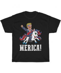 Merica Flag Unicorn Trump T-Shirt