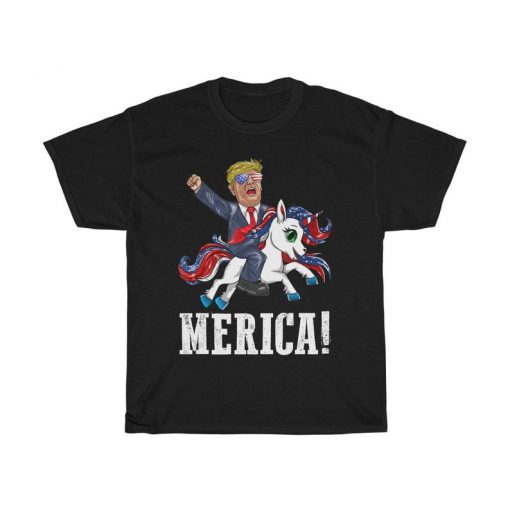 Merica Flag Unicorn Trump T-Shirt