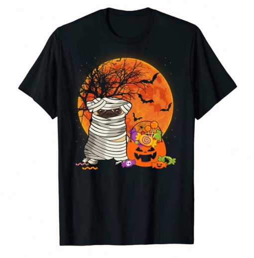 Pugkin Pug Mummy Halloween T-Shirt