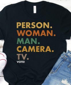 Person Woman Man Camera TV Vote Retro Cognitive 45 T-shirt