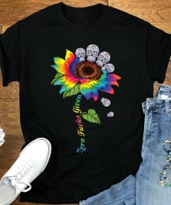 Funny Zero Fucks Given Sunflower Skull Shirt