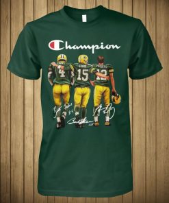 Green Bay Packers Champion Favre 4 Starr 15 Rodgers 12 signatures shirt