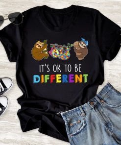 It's Ok To Be Different Sloths Autism Awareness Month T-Shirt