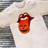 Halloween Pumpkin Tongue Rolling Stones white T-shirt