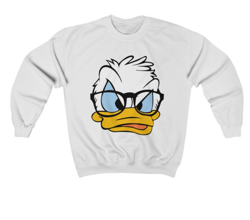 White Long Sleeve Donald Duck Print Sweatshirt thd