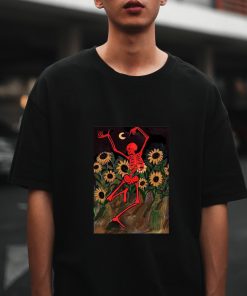 Dancing Skeleton in Sunflowers T Shirt