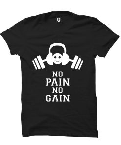 NO PAIN NO GAIN Gym Slogan T-Shirt THD