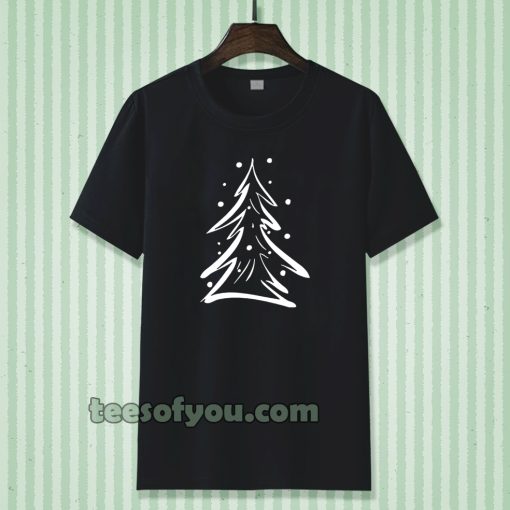 Evergreen Scribble Snow Tree Boyfriend Tee T-shirt