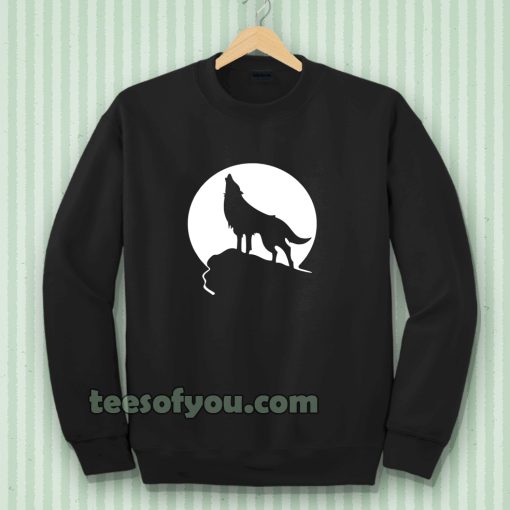 Howling wolf silhouette and full moon Sweatshirt