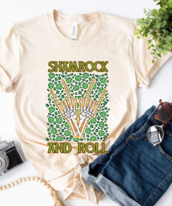 Shamrock And Roll Skeleton Shirt TPKJ3