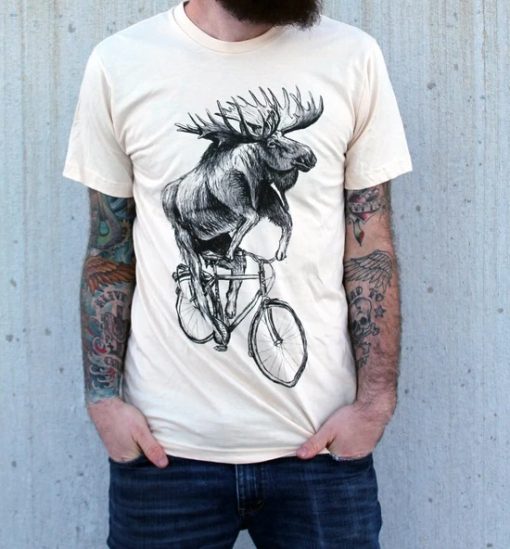 Moose on a bicycle T-Shirt HR
