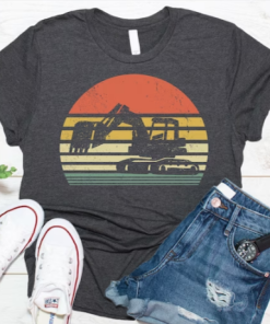 Retro Excavator Construction T-Shirt HRA