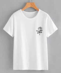 White Rose Print T-shirt HR01